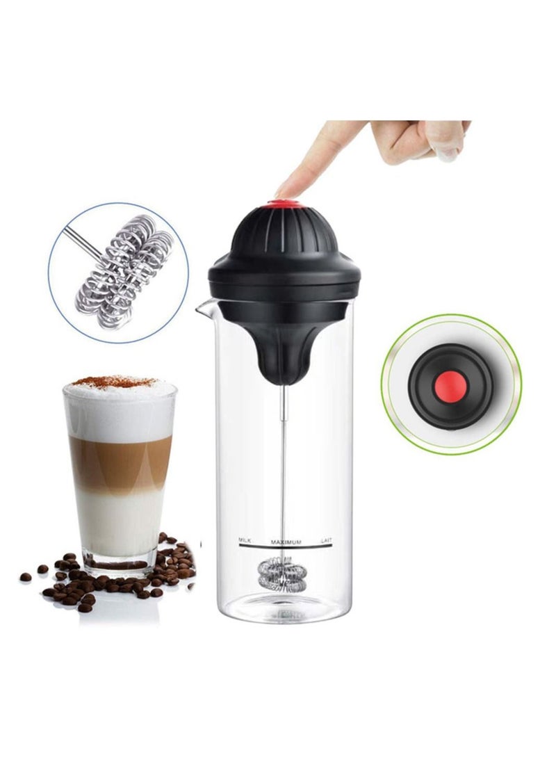 Generic Household Electric Milk Frother Mini Handheld Mixer Coffee Milk Frother Stainless Steel Milk Frothing Rod With Glass Cup  - Image 1