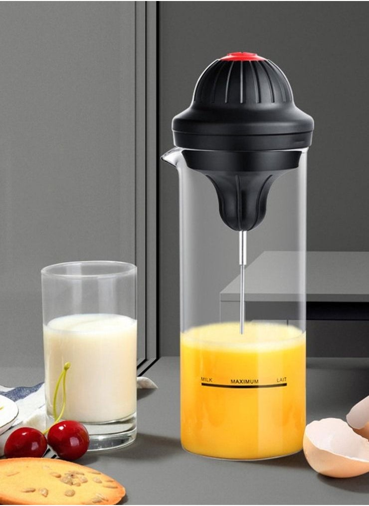 Generic Household Electric Milk Frother Mini Handheld Mixer Coffee Milk Frother Stainless Steel Milk Frothing Rod With Glass Cup  - Image 3