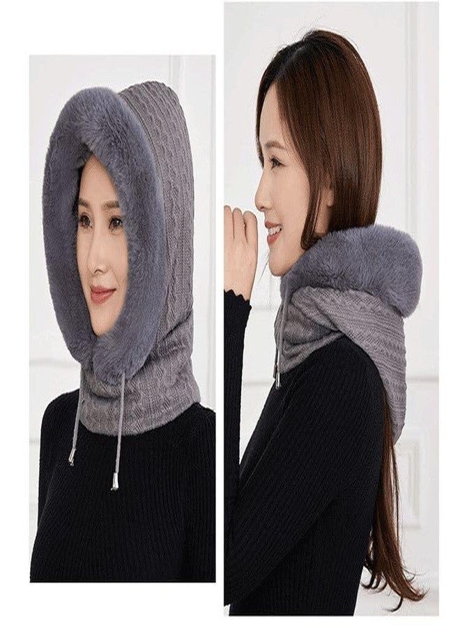 قبعة شتوية أنيقة للبنات من الفرو الناعم المحبوك على شكل قرد | قبعة بالاكلافا دافئة للرقبة مقاومة للرياح والثلج مع رباط، مناسبة للتزلج وسماعات الرأس | مقاس واحد يناسب الجميع (IN، ألفا، مقاس واحد يناسب الجميع، رمادي) - Image 4