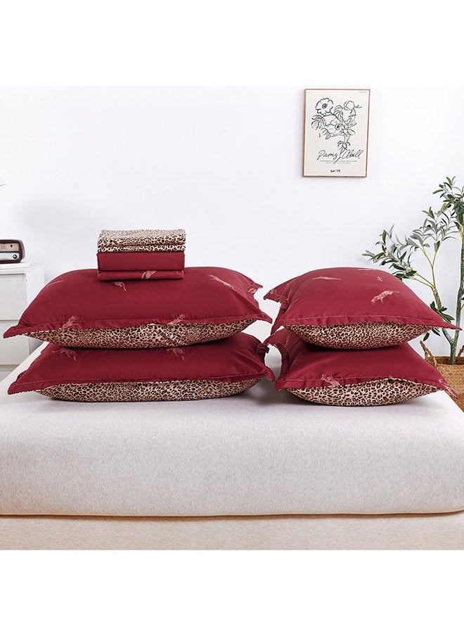 RISHAHOME 6-Piece Double Size Duvet Cover Set|1 Duvet Cover + 1 Flat Sheet + 4 Pillow Cases|Microfibre|MOCHA  - Image 4