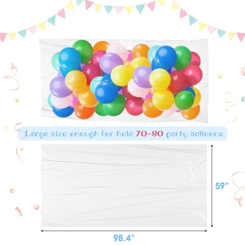 Giant Balloon Bags: 98.4 X 59 Inch Transparent Thickened Polyethylene - Giant Capacity Crystal Clear Visibility Foldable Reusable Balloon Transport Bags for Large Events Party Planners Wedding Birthda - Image 2