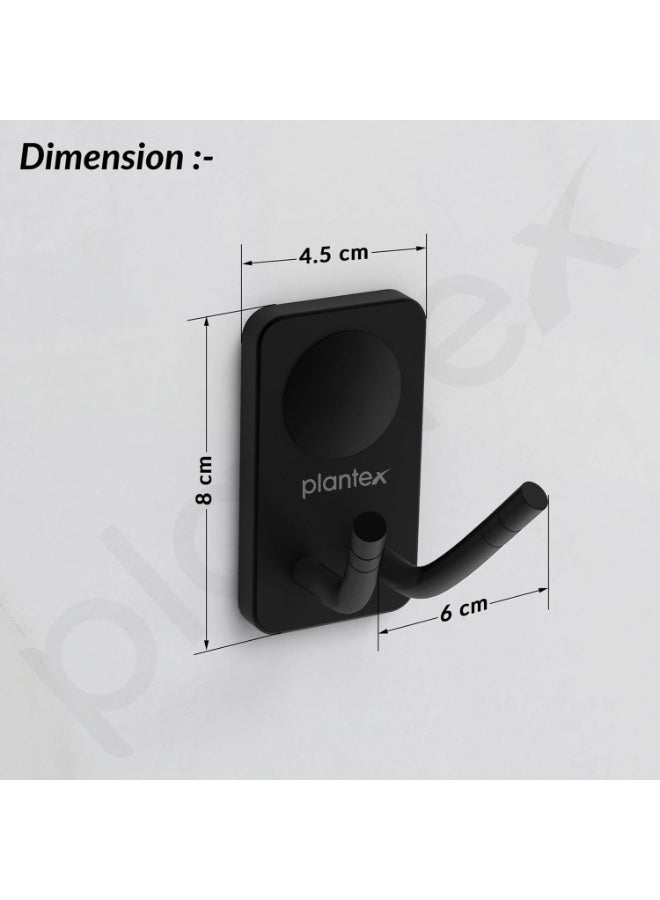 Plantex Robe Hook/Hanging Hooks for Bathroom/Wall Hooks for Hanging Clothes/Hooks for Wall/Bathroom Accessories - Pack of 1 (Black, 574) - Image 4
