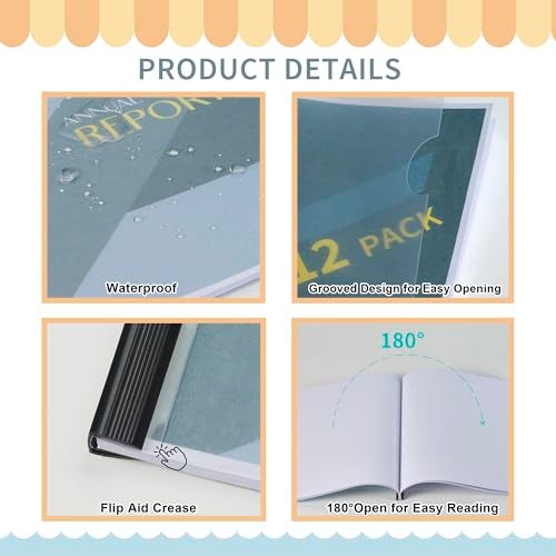 Binditek 100 Pack Clear Report Covers with Black Sliding Bars, 70 Sheet Capacity, 9mm Binding Bars, Letter Size, 5.5 Mil Thick, Black, for Students and Coworkers - Image 4