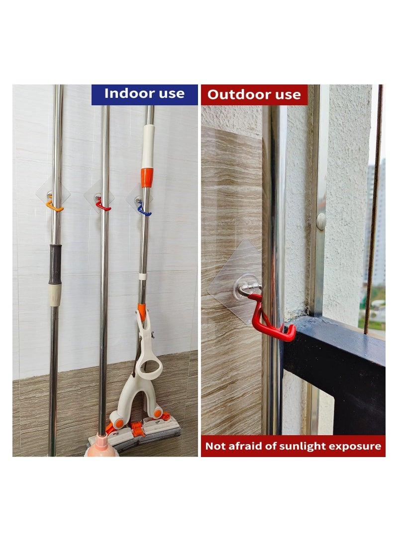 Mop and Broom Holder Wall Mount Broom Gripper Holds Self Adhesive No Drilling Super Anti-Slip Wall Mount Tool Racks Stainless Steel Mop and Broom Hooks Organizer - Image 2
