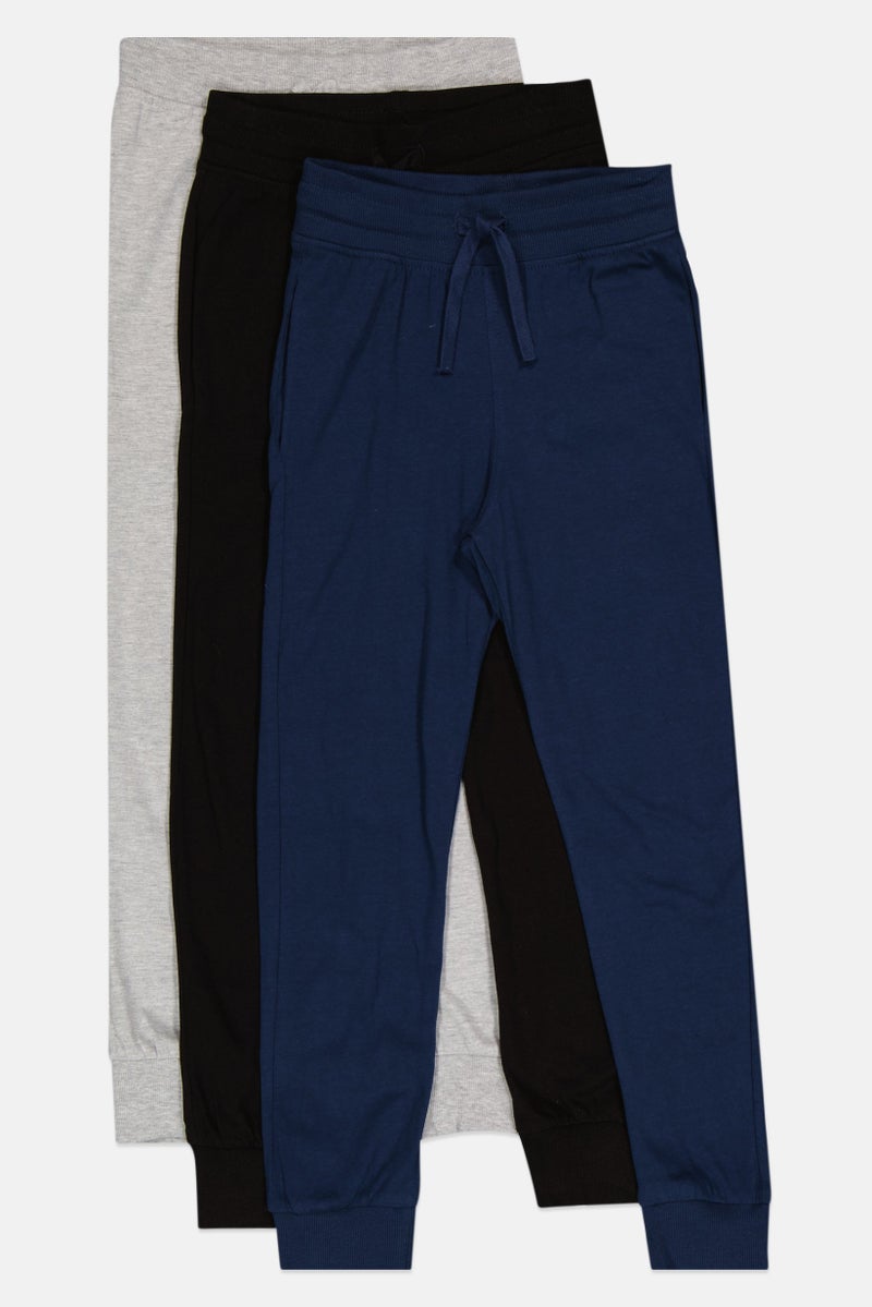 H&M Kids Boy 3 Pieces Plain Drawstring Jogger Pants, Multicolor  - Image 1