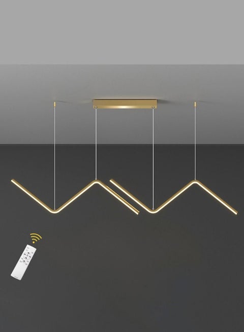 Modern Wave Line LED Pendants Dimmable with Remote Control Golden