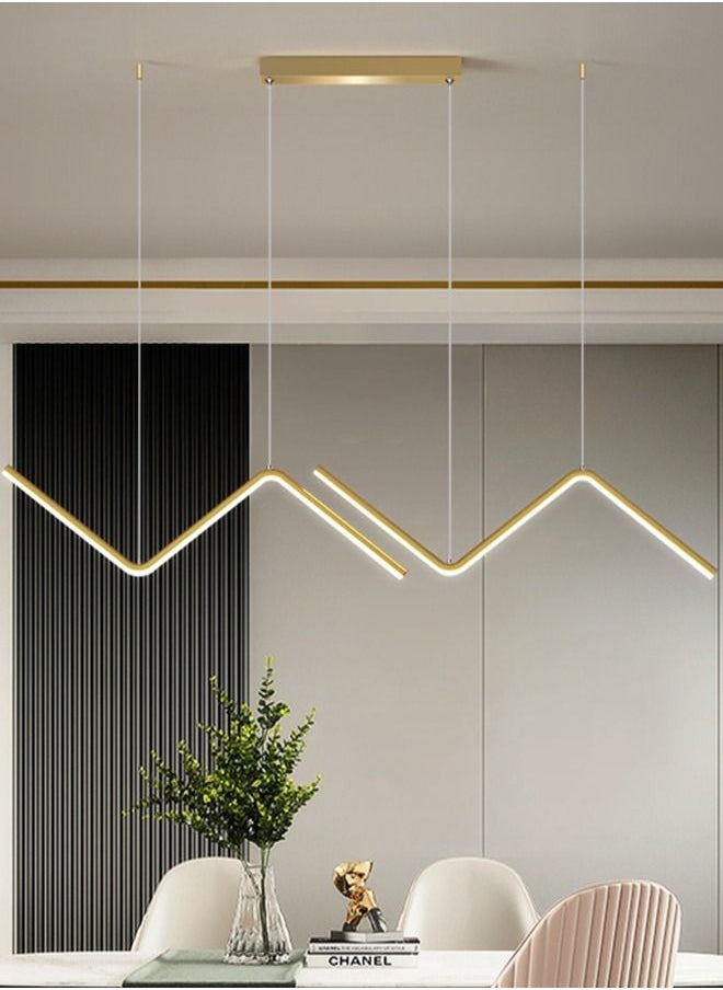 Goeco Modern Wave Line LED Pendants Dimmable with Remote Control Golden  - Image 4