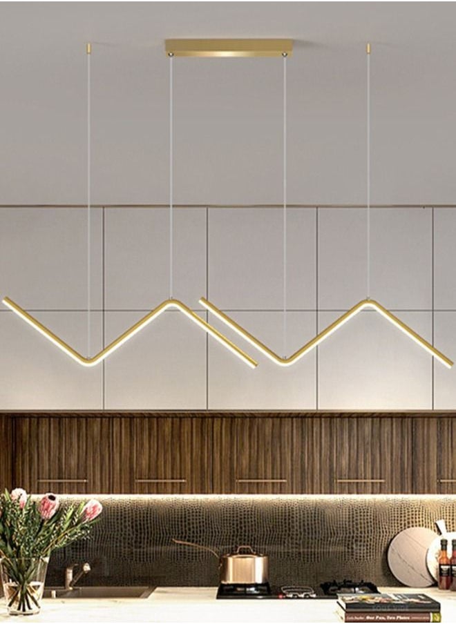 Goeco Modern Wave Line LED Pendants Dimmable with Remote Control Golden  - Image 5