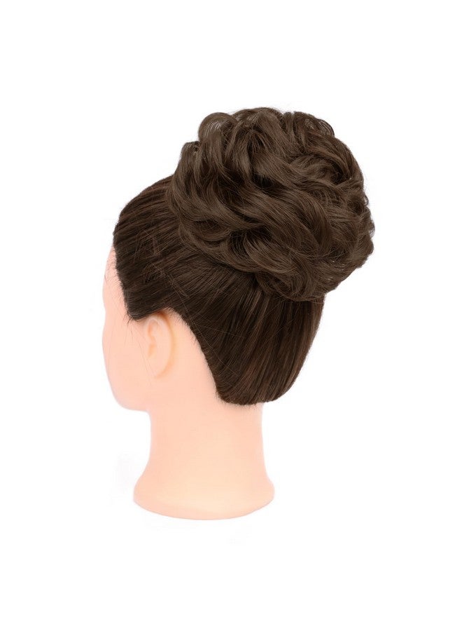 1Pcs Messy Hair Bun Hair Scrunchies Extension Curly Wavy Messy Synthetic Chignon For Women (1-8#(Medium Chestnut Brown))