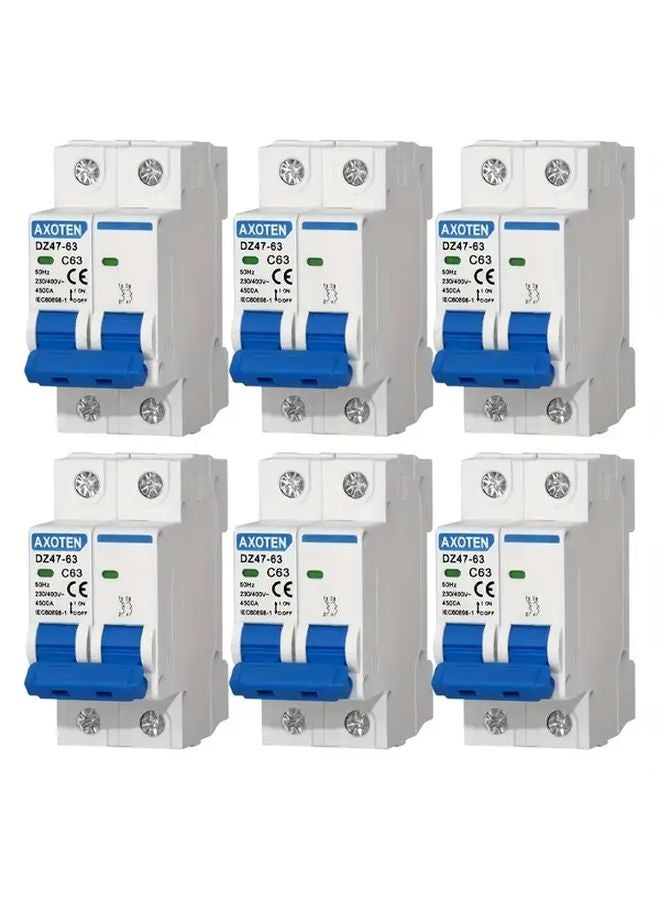6PC قاطع دائرة DZ47 63 أمبير 63A 40A 32A 25A 16A 10A مفتاح هوائي تيار متردد 2P صمامات كهربائية - Image 1
