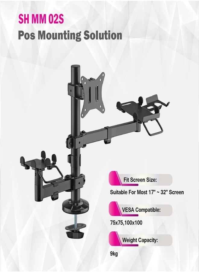 Skill Tech SHMM 02S POS Mounting Stand for Most 17"–32" Screens, VESA 100x100, Max Load Capacity 9kg  - Image 4