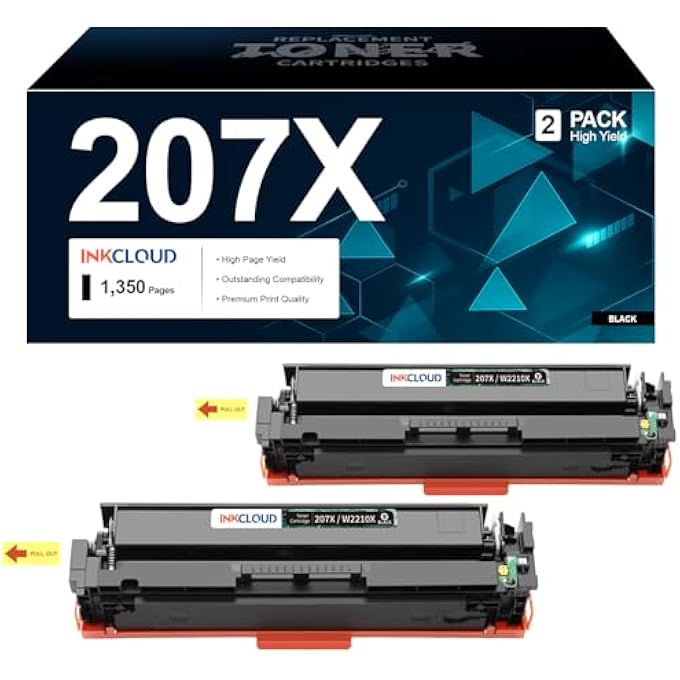 207X TONER (WITH CHIP) COMPATIBLE WITH HP 207X W2210X BLACK TONER FOR HP COLOR LASERJET PRO MFP M283FDW TONER BLACK MFP M283FDW M283FDN M255DW M282NW, 2 BLACK - Image 1
