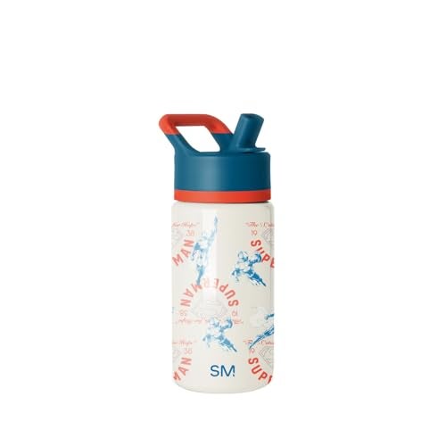 Simple Modern DC Comics Superman Kids Water Bottle with Straw Lid 14oz Insulated Stainless Steel Kids Tumbler Spill Proof Toddler Cup for School Girls Boys Summit Superman Stand for Hope - Image 1