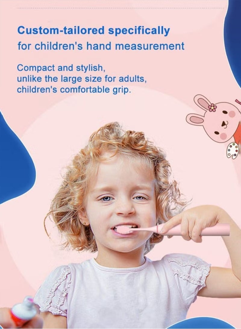 كوميسبيل فرشاة أسنان كهربائية للأطفال مع الناقل التسلسلي العام شحن فرشاة الأسنان الكهربائية ، وتصميم التفاعلية لجعل الفرشاة أكثر كفاءة ، وثلاثة رؤساء استبدال ، شعيرات الألياف الناعمة - Image 4