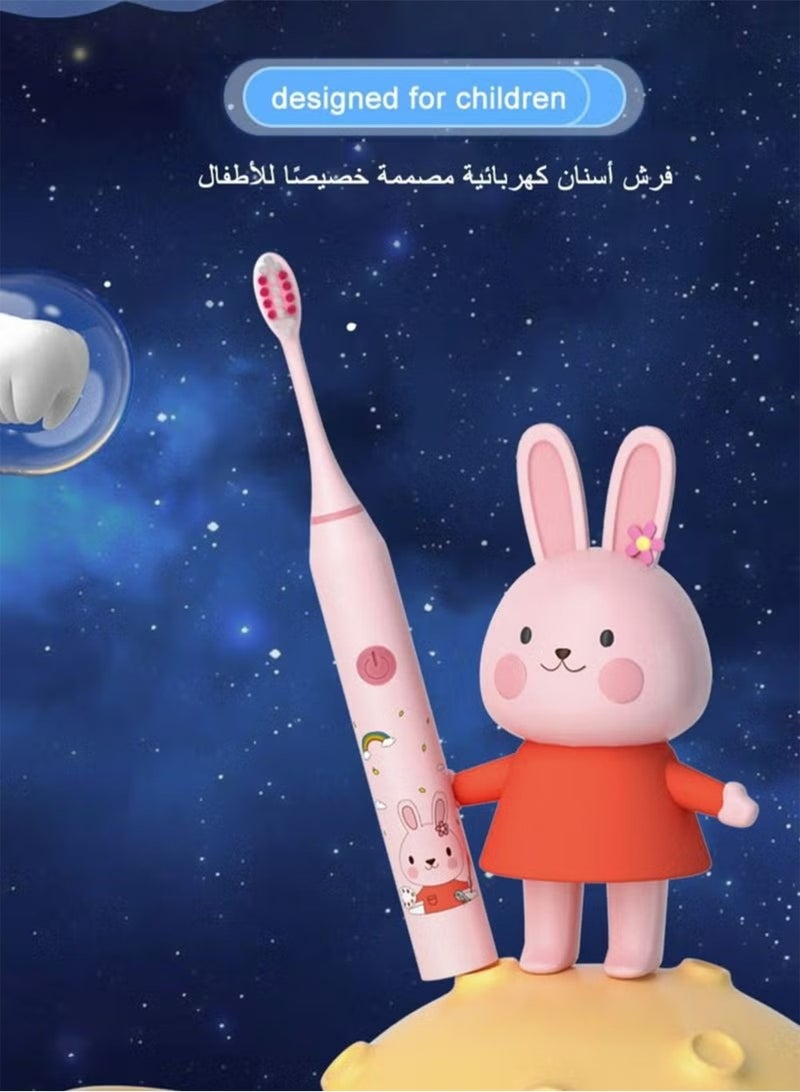 كوميسبيل فرشاة أسنان كهربائية للأطفال مع الناقل التسلسلي العام شحن فرشاة الأسنان الكهربائية ، وتصميم التفاعلية لجعل الفرشاة أكثر كفاءة ، وثلاثة رؤساء استبدال ، شعيرات الألياف الناعمة - Image 2
