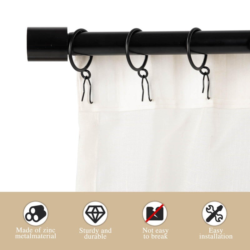 Zocang Curtain Drapery Hanging 1.5inch-Internal Diameter - Curtain Rings with Hooks Eyelet for Window Door Curtain Black Zocang - Image 5