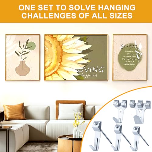 KURUI 303Pcs Picture Hanging Kit, Picture Hangers Assorted Kit with Heavy Duty Wall Hooks, Sawtooth, Picture Wire, D Rings, Hardware Nails, Eye Hooks, Silver Heavy Duty Frame Hooks - Image 4