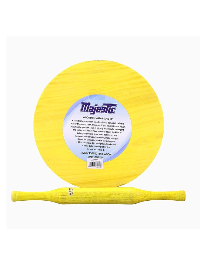 Majestic Majestic Haldu Wood Rolling Board with Wooden Rolling Pin – 30 cm Board & 36 cm Pin – Premium 100% Seasoned Haldu Wood, Durable & Lightweight, Ideal for Roti, Chapati, and Baking (Chakla Belan)  - Image 1
