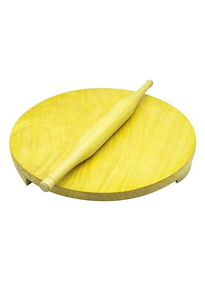 Majestic Majestic Haldu Wood Rolling Board with Wooden Rolling Pin – 30 cm Board & 36 cm Pin – Premium 100% Seasoned Haldu Wood, Durable & Lightweight, Ideal for Roti, Chapati, and Baking (Chakla Belan)  - Image 2