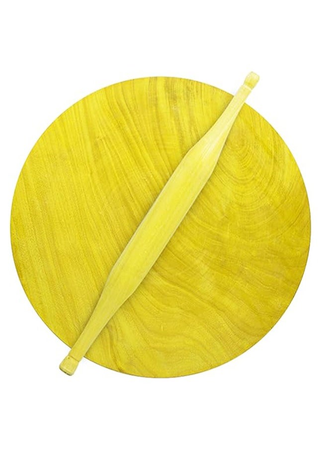 Majestic Majestic Haldu Wood Rolling Board with Wooden Rolling Pin – 30 cm Board & 36 cm Pin – Premium 100% Seasoned Haldu Wood, Durable & Lightweight, Ideal for Roti, Chapati, and Baking (Chakla Belan)  - Image 3
