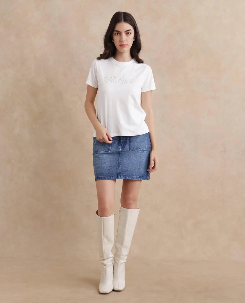 Rareism Women's Pearl Embellished T Shirt