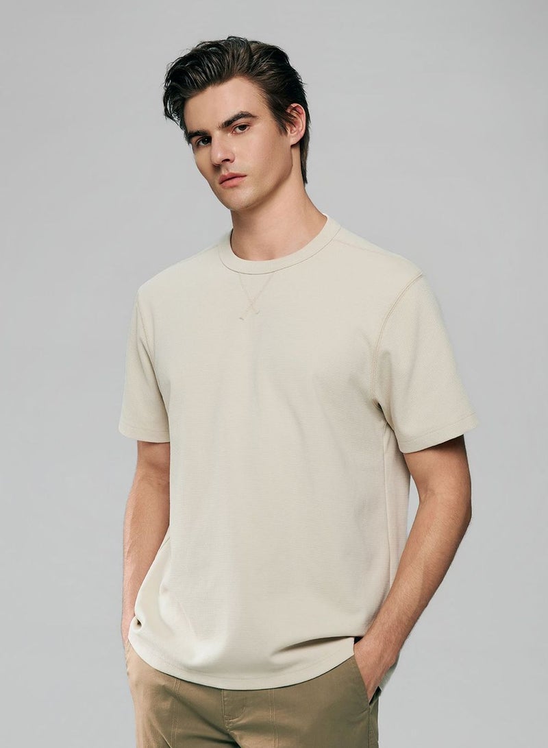 GIORDANO Men’s Regular Fit Stretch Waffle Tee - Image 1