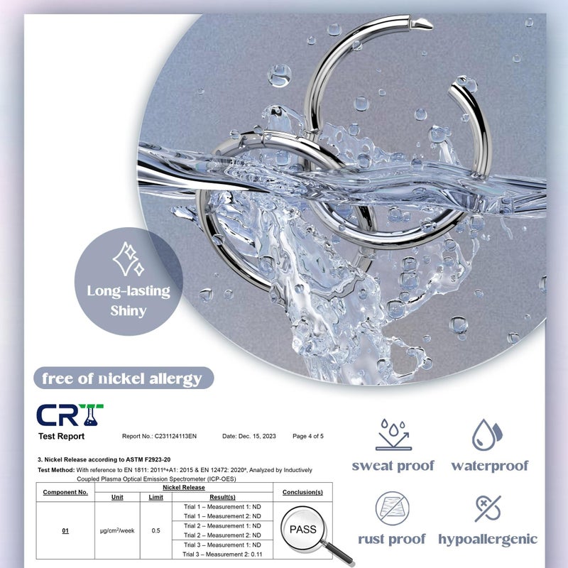LOYALLOOK G23 Titanium Hinged Clicker Segment Nose Rings Hoop Septum Nose Lip Ring Hoop for Women Men Helix Cartilage Daith Tragus Sleeper Earrings Body Piercing Improved 16G Silver Tone - Image 3