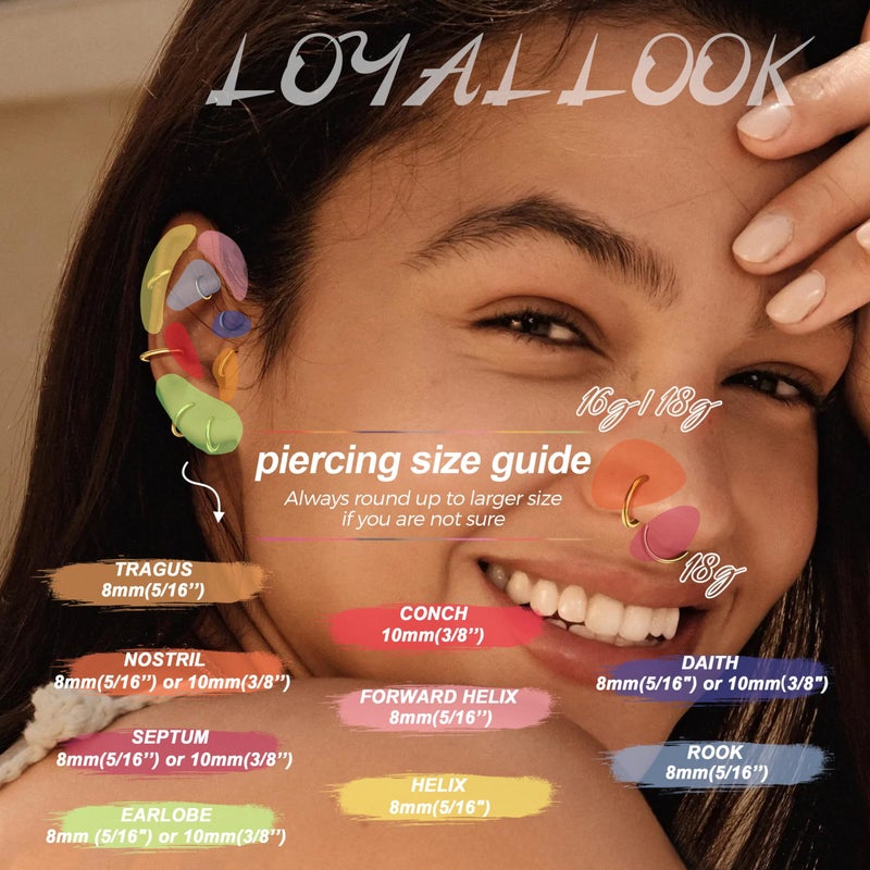 LOYALLOOK G23 Titanium Hinged Clicker Segment Nose Rings Hoop Septum Nose Lip Ring Hoop for Women Men Helix Cartilage Daith Tragus Sleeper Earrings Body Piercing Improved 16G Silver Tone - Image 2