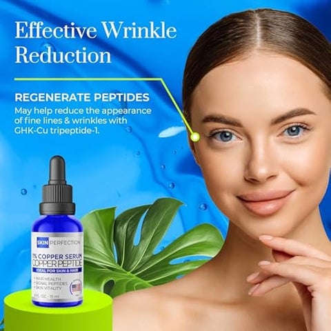 Skin Perfection Skin Perfection GHK-CU Copper Peptides Serum for Face &  Hair - Copper Peptide for Skin, Hair & Scalp - 1% Blue Liquid for Face,  Neck, Body, and Scalp  Multi-Use