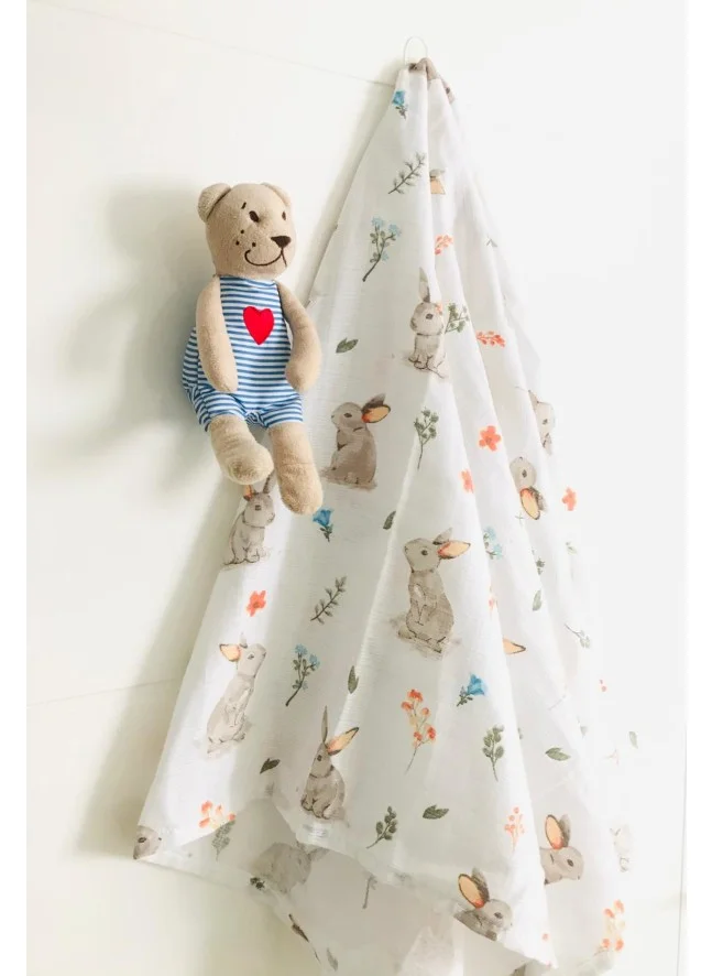 juniperus Rabbit 110 x 110 cm Multi-Purpose Muslin Blanket