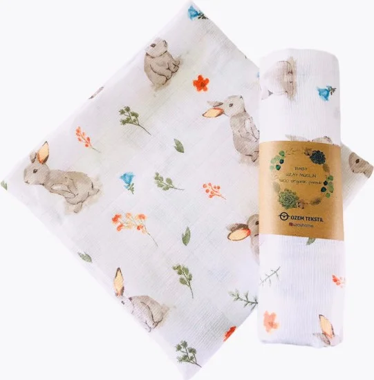 juniperus Rabbit 110 x 110 cm Multi-Purpose Muslin Blanket