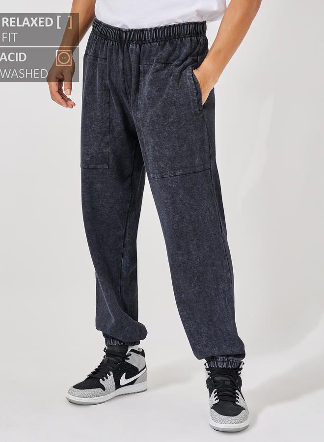 Styli Acid Wash Relaxed Fit Joggers with Elasticated Cuff - Image 1