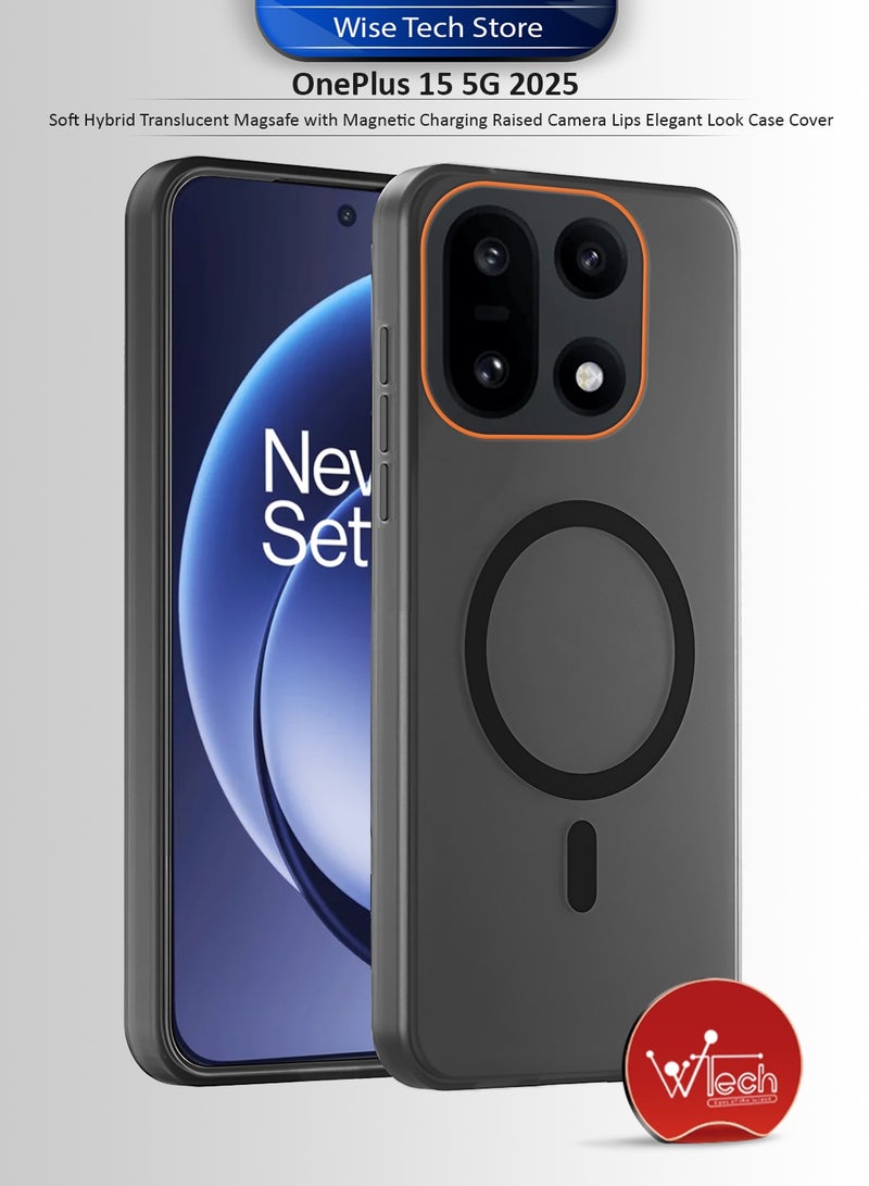 دبليو تيك غطاء هاتف OnePlus 15 5G 2025 شفاف هجين مع ماجسيف وشحن مغناطيسي وحواف مرتفعة للكاميرا ومظهر أنيق (MCMPMN) - أسود - Image 1