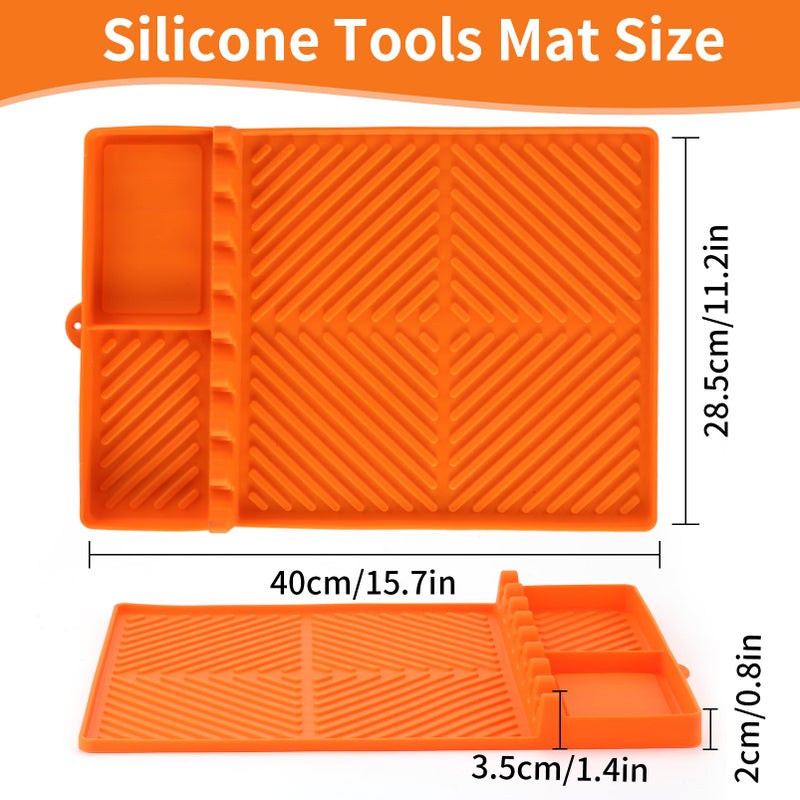 Find law Silicone Tools Mat for Griddle Kitchen Cooking Baking Countertop-Side Shelf Spatula Mat with Drip Pad for Blackstone Weber Traeger Pit Boss Flat Top Grill Smoker- BBQ Accessories Gifts for Men(Orange) - Image 2