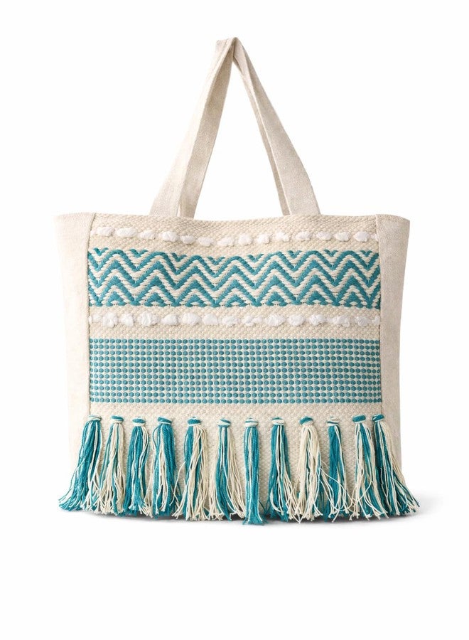 CULT FACTORY Fancy Woven Hand Bag for Women Big Size Jhanjar Office Shoulder Handbag (Green) - Image 1