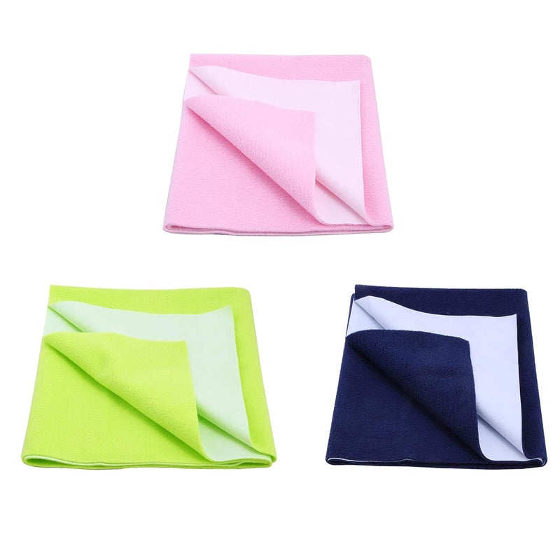 CHICERY Baby drysheet Absorbent Mattress Protectors for New Born Children Baby Bed Protector Waterproof Baby Sheet PinkBluePista GreenSmall 70cm x 50cm Pack of 3 - Image 1