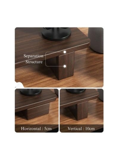 Carpentray carpentray Wooden 80CM Computer Monitor Stand Monitor Riser Desk Shelf Desktop Stand TV Laptop Riser with Keyboard Storage Desk Walnut Finish  - Image 4
