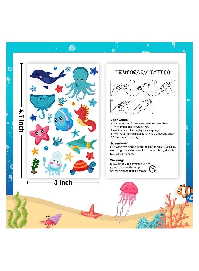 Luminous Under Sea Temporary Tattoos Glow Ocean Beach Pool Birthday Party Decorations Supplies Favors Fake Tattoo Stickers for Kids Gifts 170 Styles 12 Sheets