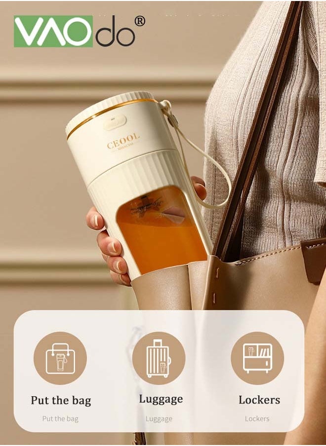 VAOdo - Portable Blender One-handed Drinking Mini Blender for Shakes and Smoothies Personal Blender with Rechargeable USB Made with BPA-Free Material Portable Juicer Cream White 340ML - Image 1