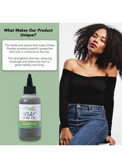 Chebe Hair Oil Made with Authentic Chebe Powder from Chad – African Chebe Oil for Hair Growth, Itchy Scalp Relief, fights dryness and breakage – 4 ounces