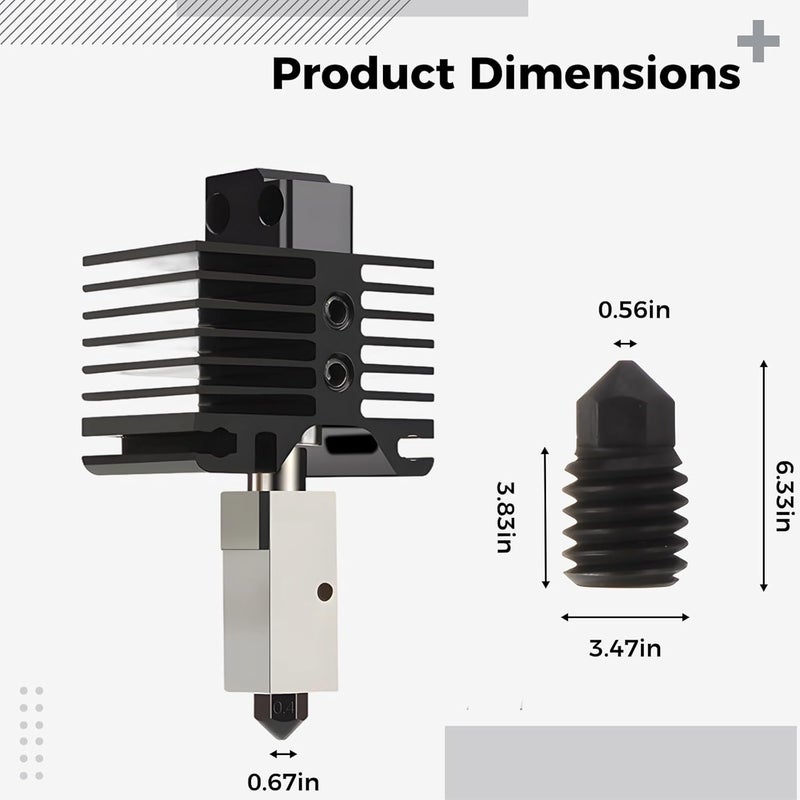 P1S 3D Printer Hotend with 0.4 Mm Steel Nozzle, High-Temperature Capability, Complete Kit for Easy Use - Image 2