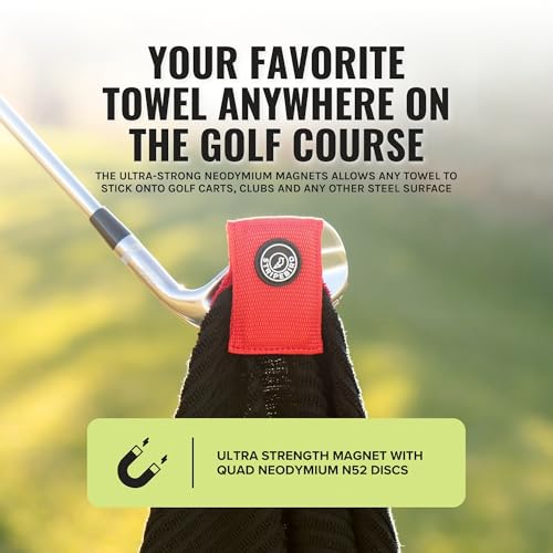 Stripebird - Magnetic Clip for Any Towel (Red) - Highest Strength Magnet for Magnetic Golf Towel - Removable from Towels - Magnet Golf Towel - Magnetic Golf Towels for Men - Image 2