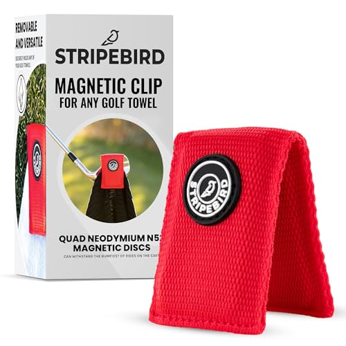 Stripebird - Magnetic Clip for Any Towel (Red) - Highest Strength Magnet for Magnetic Golf Towel - Removable from Towels - Magnet Golf Towel - Magnetic Golf Towels for Men - Image 1