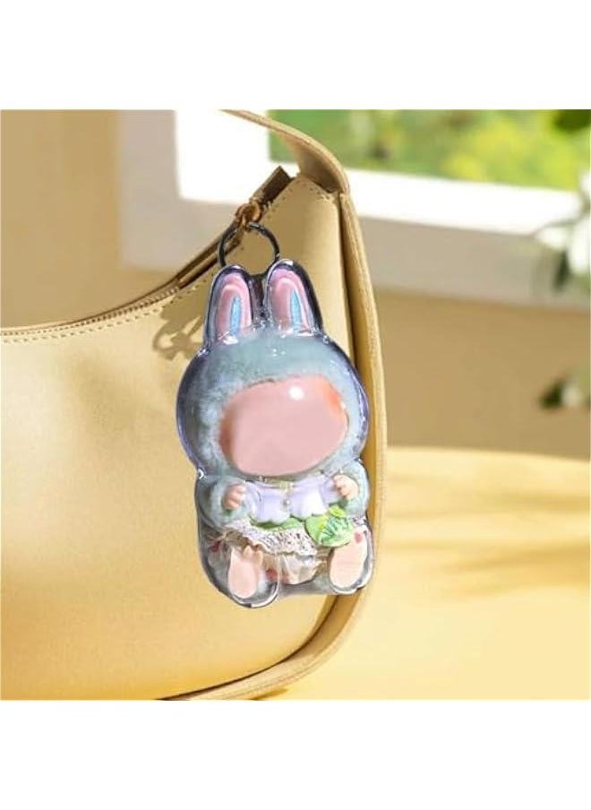 Arabest Protective Cover for LABUBU Plush Figure Doll, Plastic Protective Cover for LABUBU The Monsters Figure Keychain, Storage Transparent PVC Keychain Model Walking Display Bag for Fan Collection  - Image 3