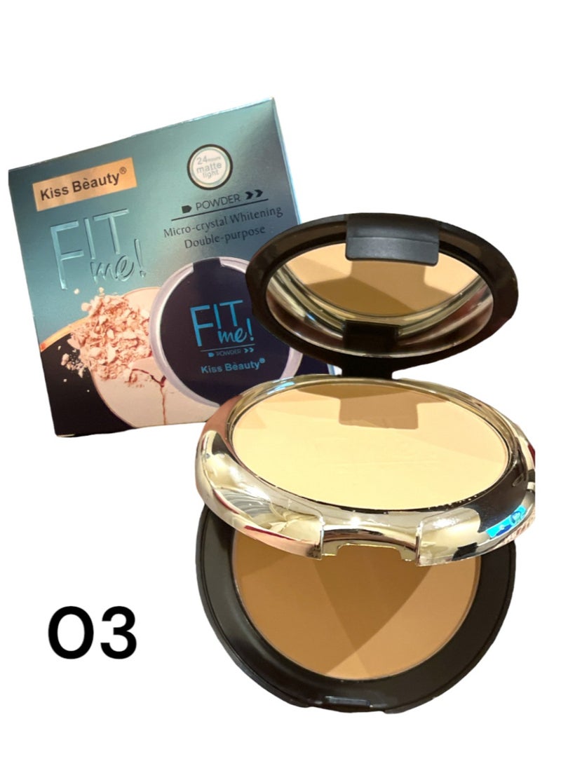Kiss Beauty - 24 Hours Matte Light Fit Me 2 Layered Compact Powder With Micro Crystal Whitening Double Purpose 30g 03 - Image 1