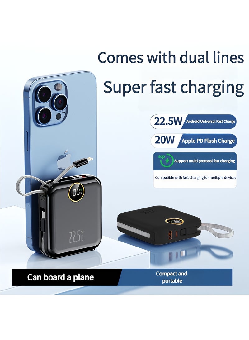 سمارت لينك باور بنك محمول 10000 مللي أمبير/ساعة، شحن سريع بقوة 22.5 واط مع كابلات Type-C و Lightning مدمجة، شاشة رقمية، بنك طاقة صغير الحجم للهواتف الذكية والأجهزة اللوحية - Image 4