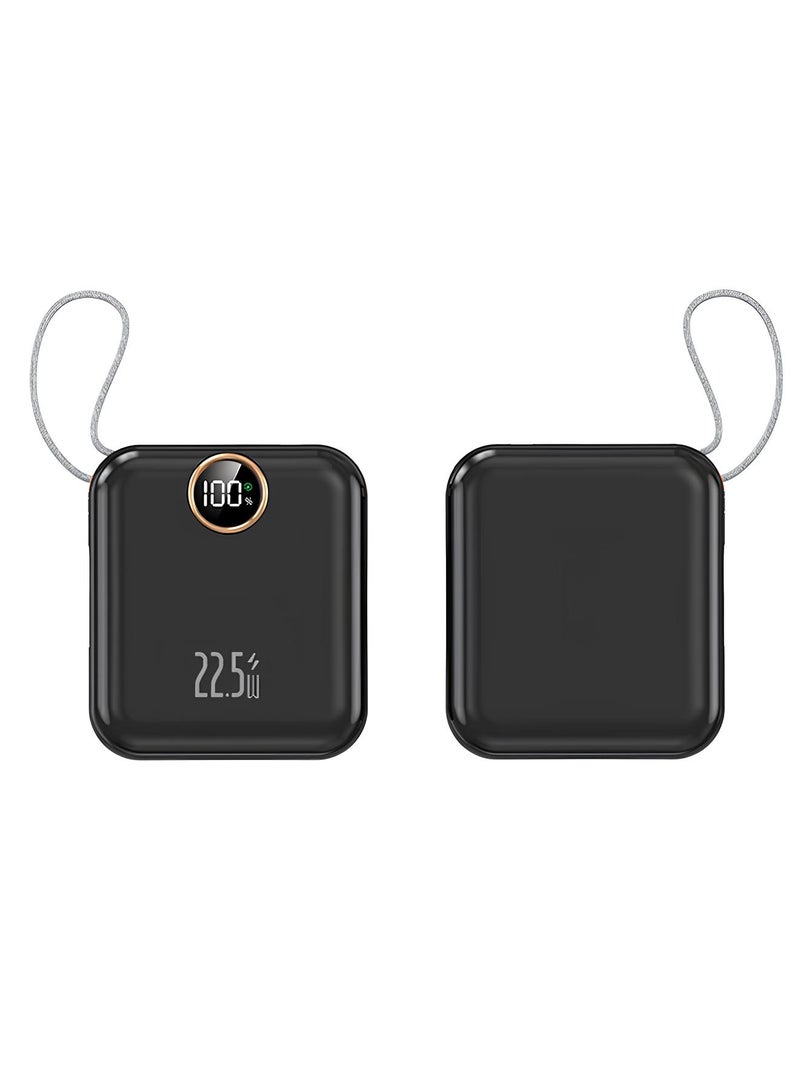 سمارت لينك باور بنك محمول 10000 مللي أمبير/ساعة، شحن سريع بقوة 22.5 واط مع كابلات Type-C و Lightning مدمجة، شاشة رقمية، بنك طاقة صغير الحجم للهواتف الذكية والأجهزة اللوحية - Image 1