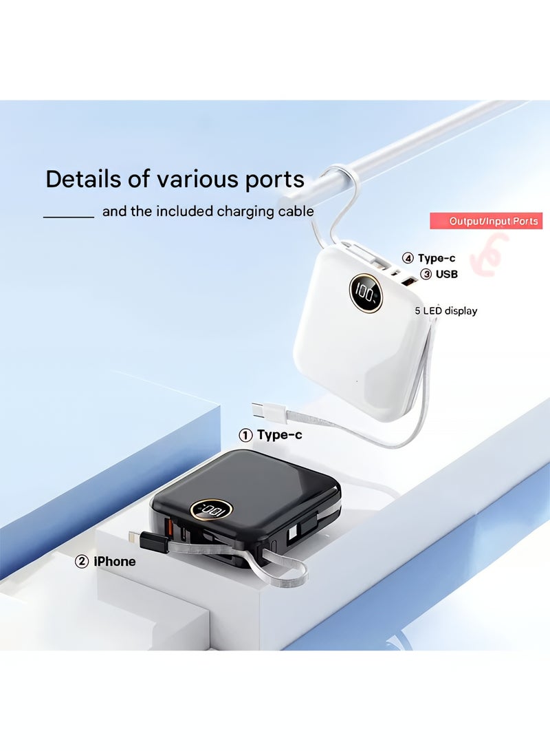 سمارت لينك باور بنك محمول 10000 مللي أمبير/ساعة، شحن سريع بقوة 22.5 واط مع كابلات Type-C و Lightning مدمجة، شاشة رقمية، بنك طاقة صغير الحجم للهواتف الذكية والأجهزة اللوحية - Image 5