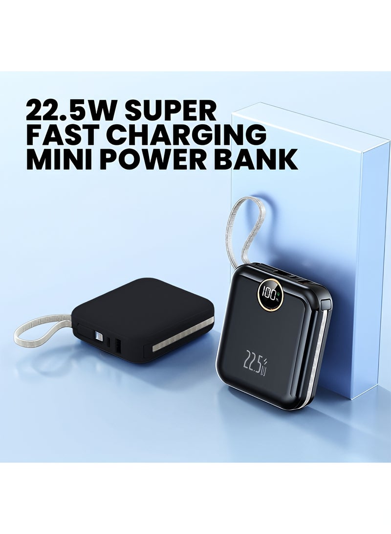 سمارت لينك باور بنك محمول 10000 مللي أمبير/ساعة، شحن سريع بقوة 22.5 واط مع كابلات Type-C و Lightning مدمجة، شاشة رقمية، بنك طاقة صغير الحجم للهواتف الذكية والأجهزة اللوحية - Image 3
