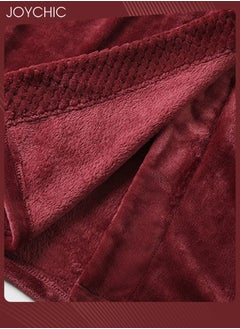 Joychic Women Pajamas Autumn and Winter Long-sleeved Nightgown Flannel Thickened Warm Windproof Sleep Robe for Bedroom Home Wine Red  - Image 4